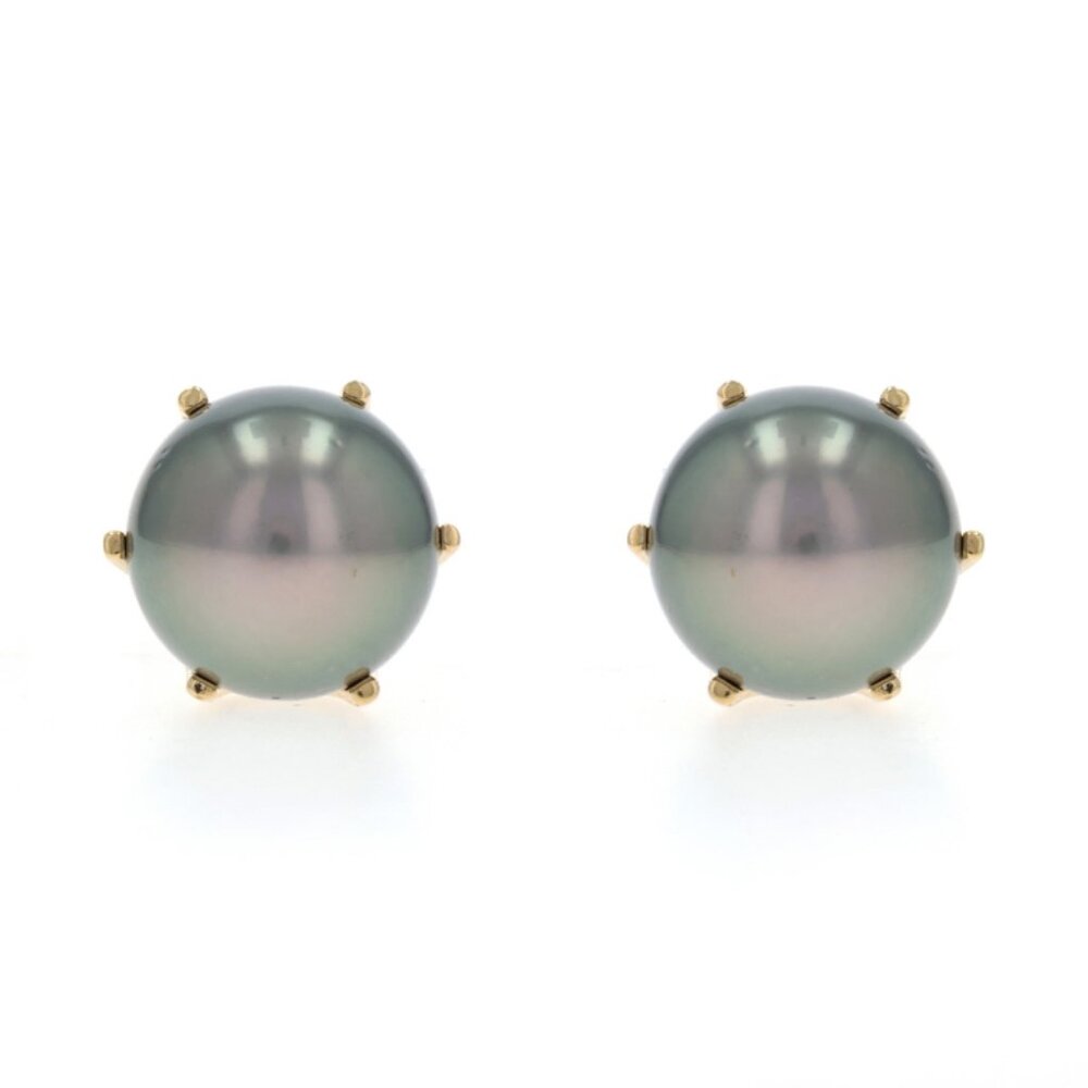 Maui Divers Tahitian Pearls Stud Earrings - Yellow Gold 18k Pierced